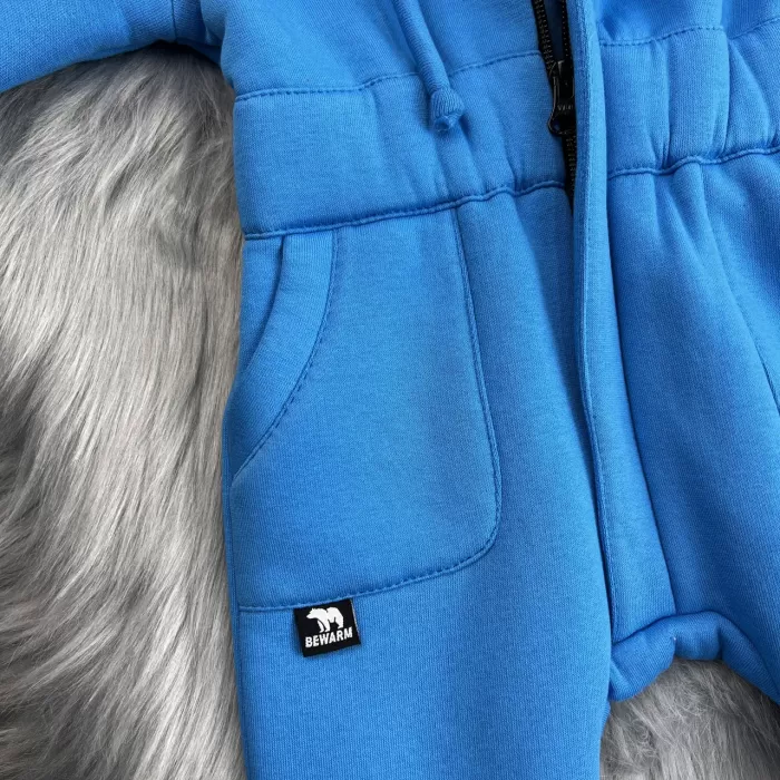 Ромпер дитячий BEWARM на флісі з капюшоном Electric Blue