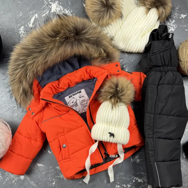 Комбінезон BEWARM Umka Black-Orange дитячий зимовий роздільний
