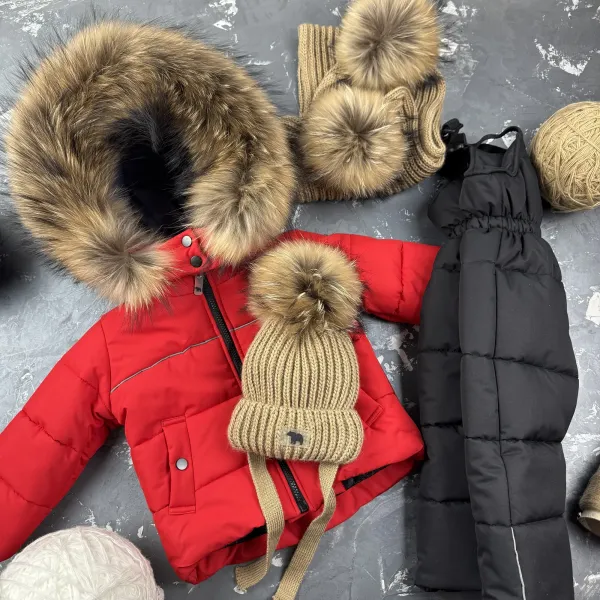 Комбінезон BEWARM Umka Red-black дитячий зимовий роздільний