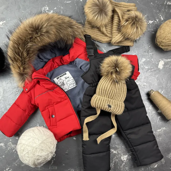 Комбінезон BEWARM Umka Red-black дитячий зимовий роздільний