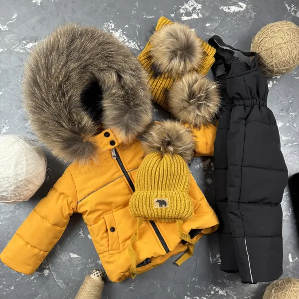 Комбінезон BEWARM Umka Yellow-black дитячий зимовий роздільний