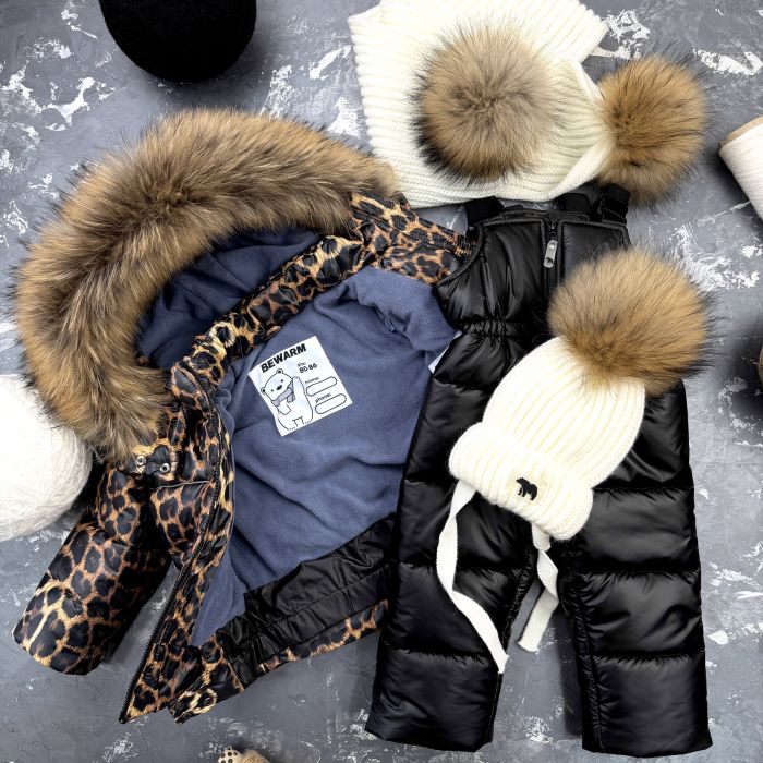 Комбінезон BEWARM Umka Leopard-Black дитячий зимовий роздільний