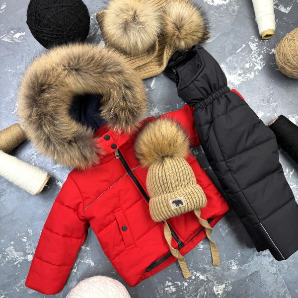 Комбінезон BEWARM Umka Red-black дитячий зимовий роздільний
