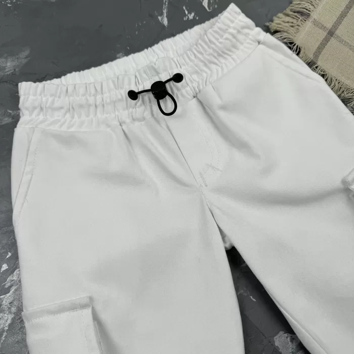 Штани дитячі карго Organic Cotton white