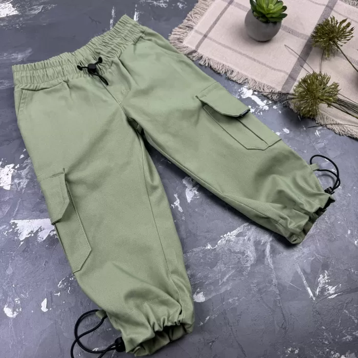 Штани дитячі карго Organic Cotton oliva