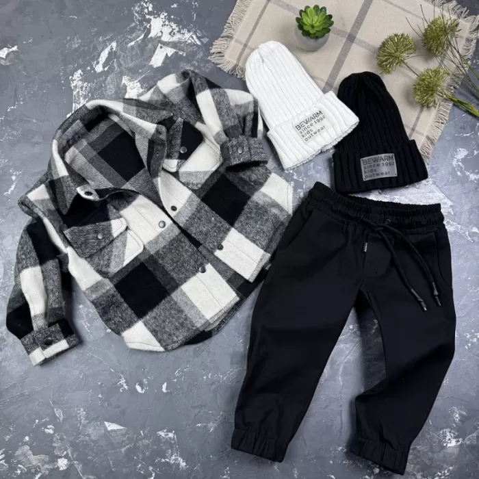 Сорочка дитяча в клітинку BEWARM black
