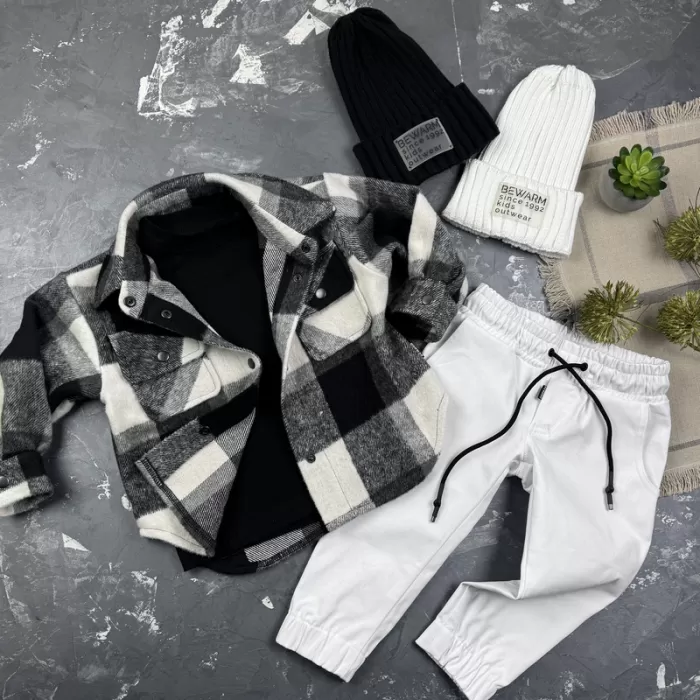 Сорочка дитяча в клітинку BEWARM black