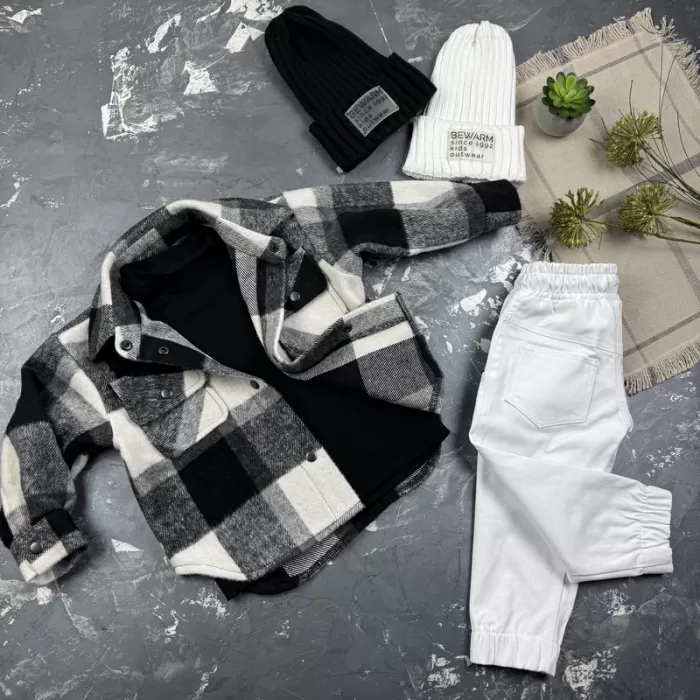 Сорочка дитяча в клітинку BEWARM black